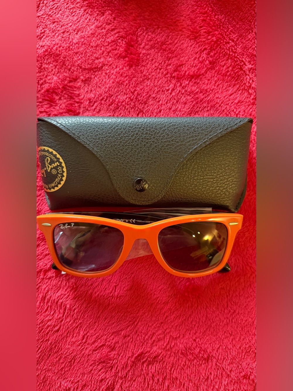 NWOT Ray-Ban RB2140 Original Wayfarer Polarized Orange Sunglasses 50mm